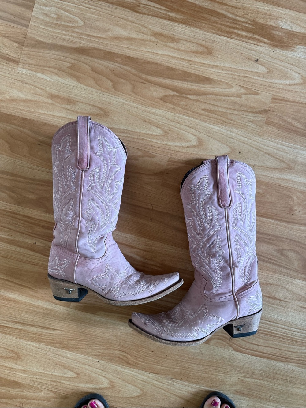 Ladies Lane Saratoga Western Cowboy Cowgirl Boots Snip Square Toe Blush Pink - 9